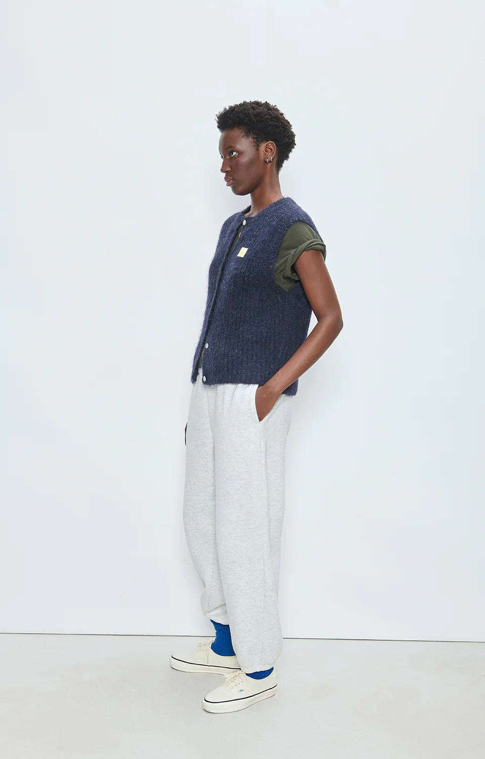 American Vintage Women's Gilet East Cardigan | Navy Melange - Image 4