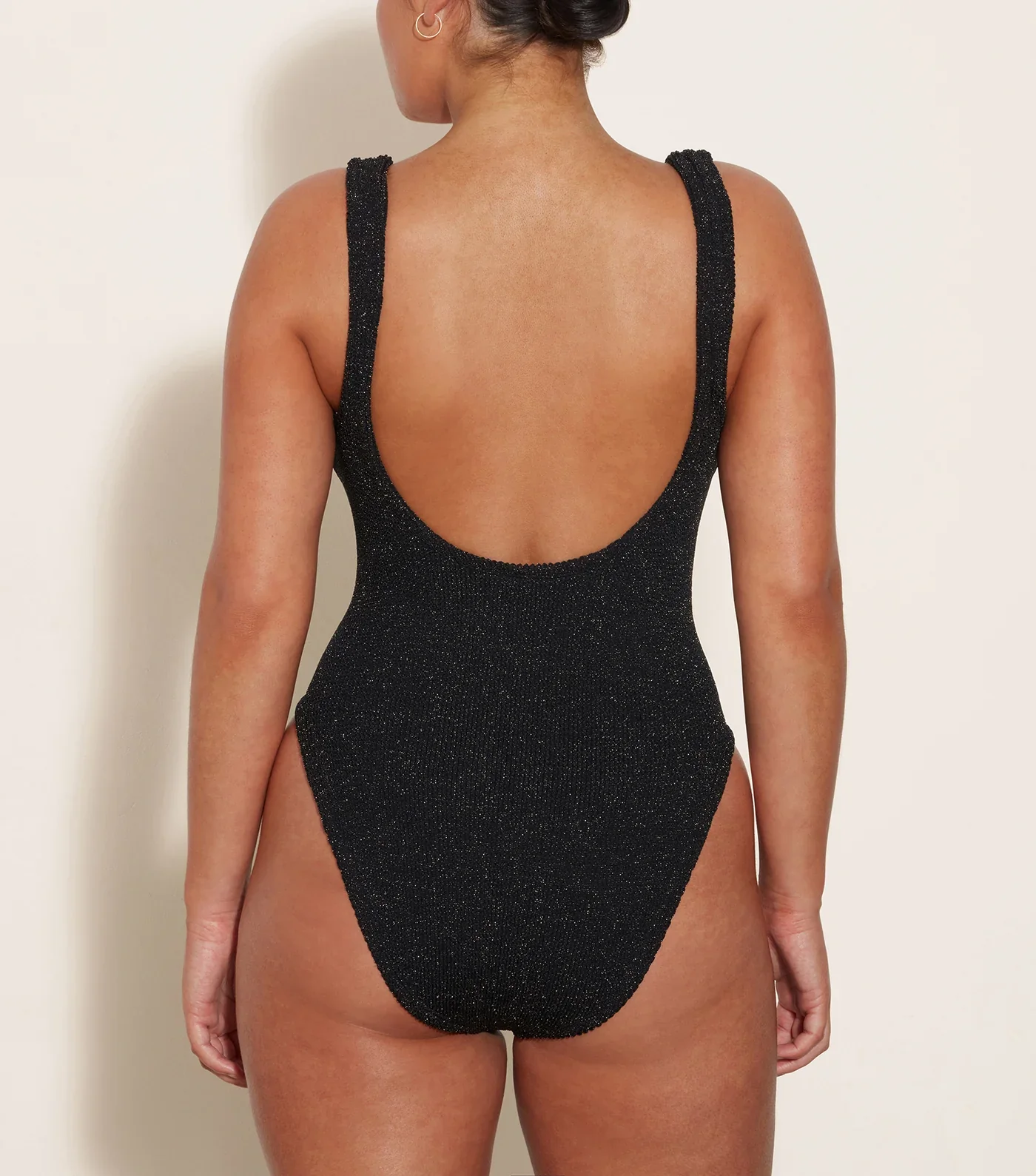 Hunza G Square Neck Swim Lurex Crinkle | Black/Gold - Image 3