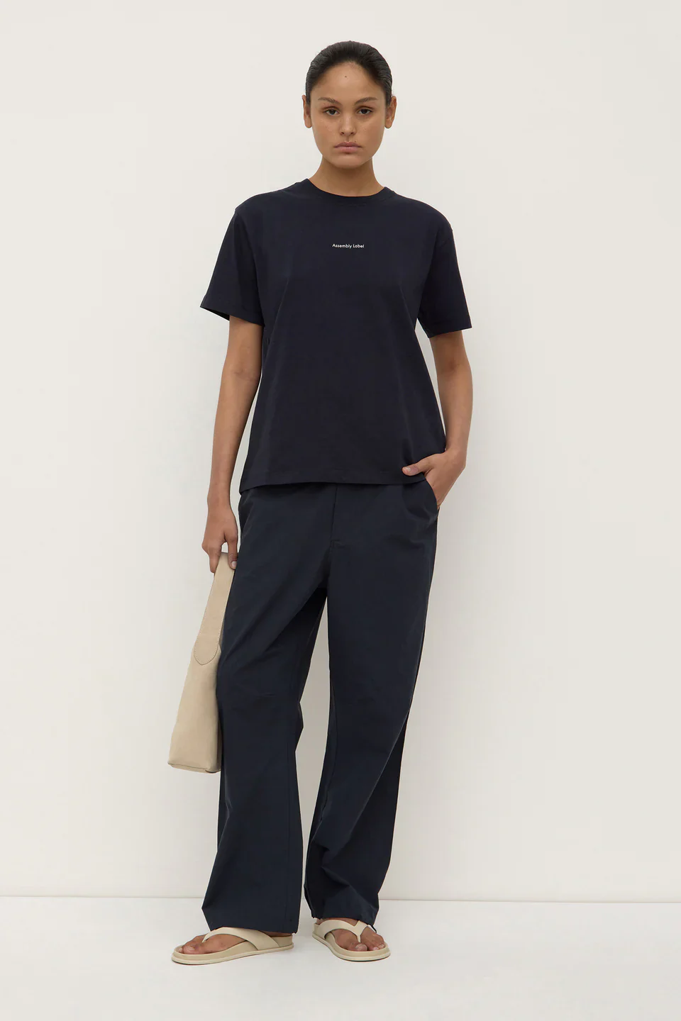 Assembly Label Womens Atelier Logo Tee True | Navy/White - Image 3